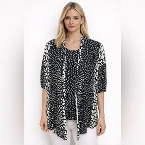 Grace Women’s Size 2X Tank And Open Front Tunic Black/white